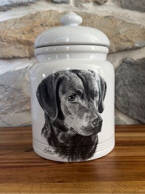 PorcelainbyRosalinde Vladimir Tzenov lab retriever cookie/treat jar 1990s